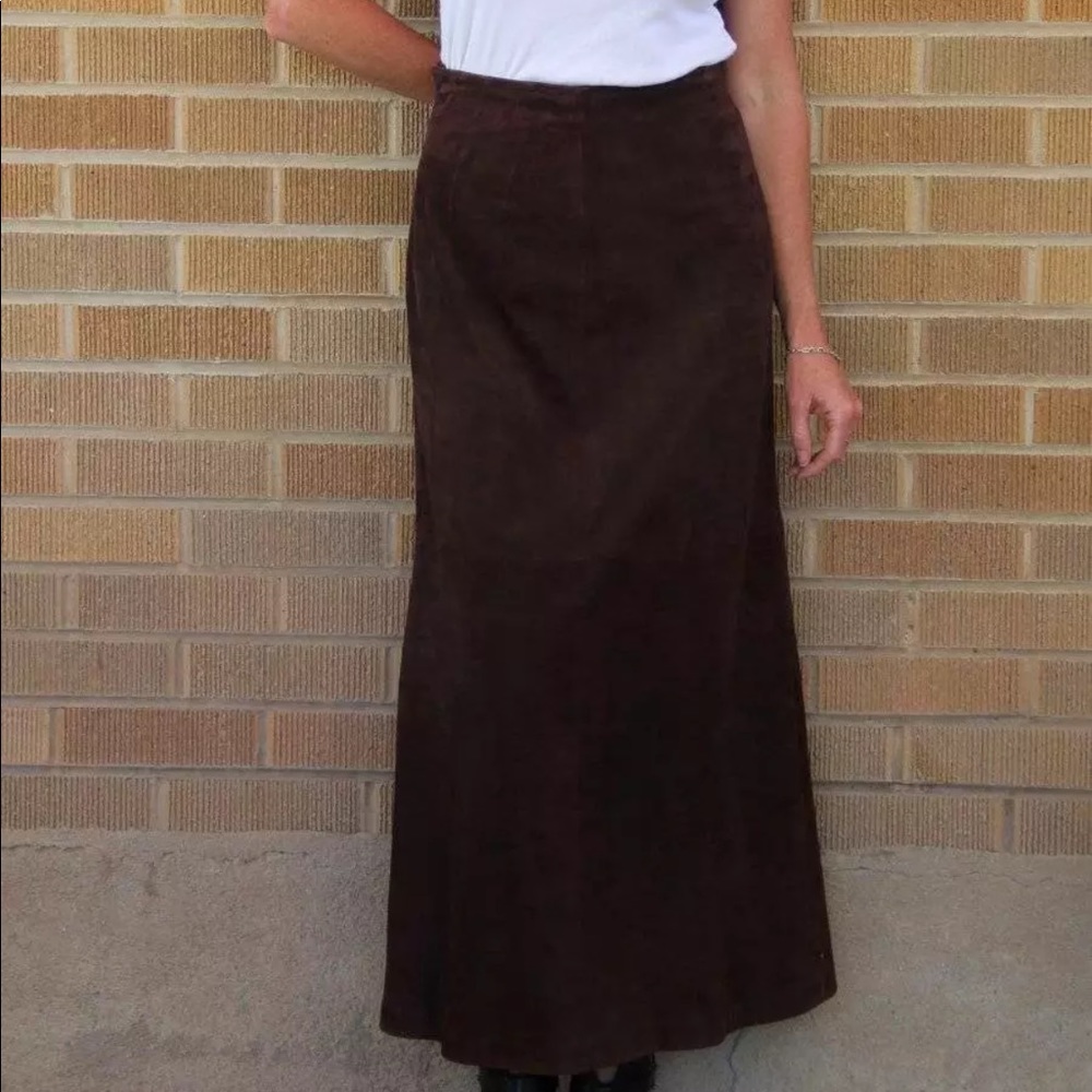 Vintage Barry Bricken goat suede maxi skirt